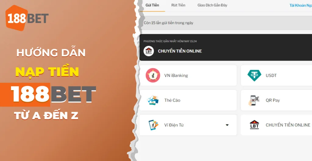 188BET Ảnh giao diện nạp tiền Momo và thanh toán USDT