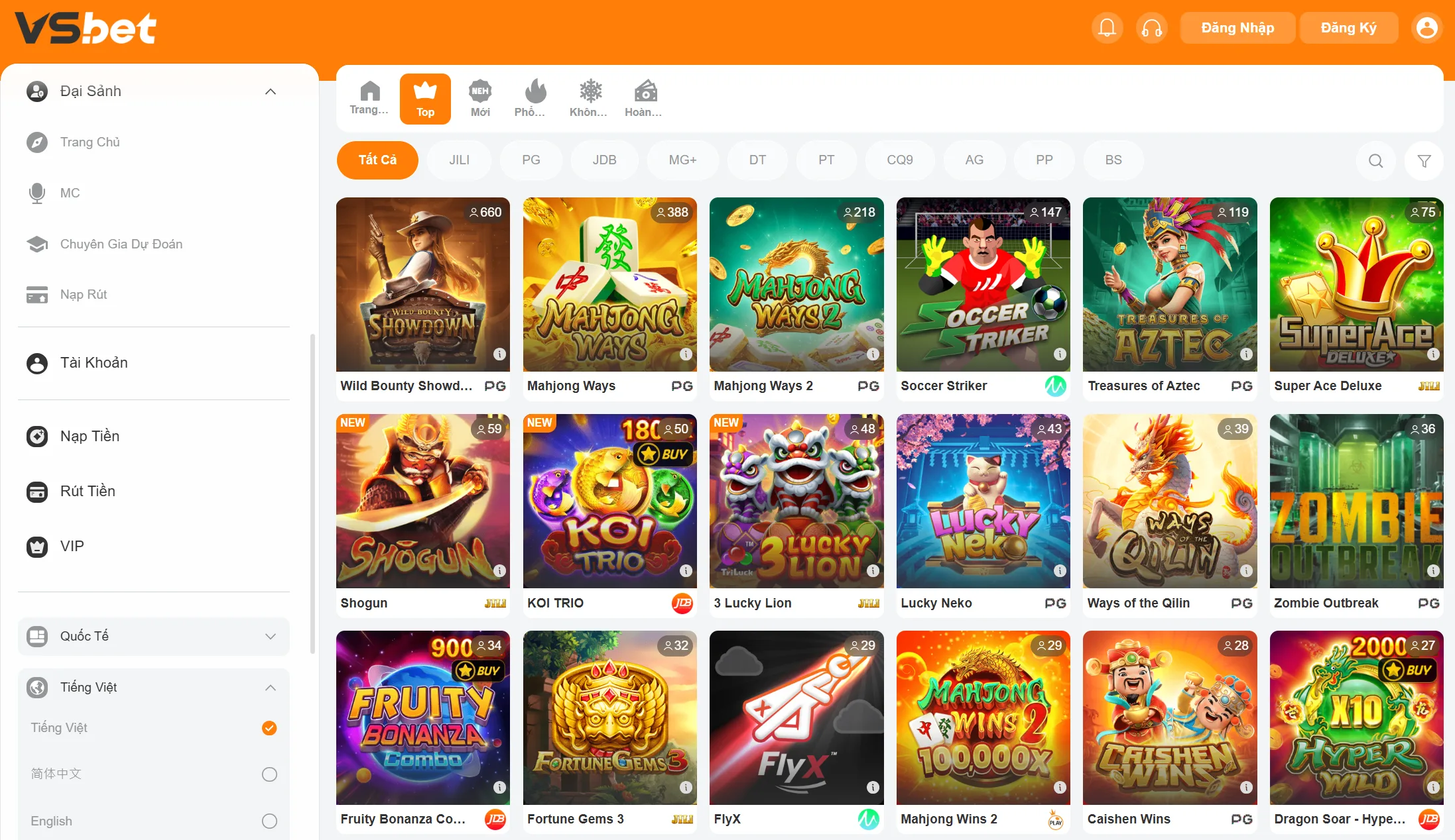 kho game, bảng thưởng Rồng Hổ