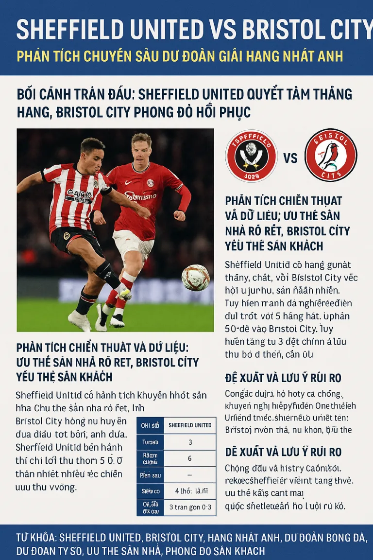 Sheffield United vs Bristol City｜Phân tích chuyên sâu dự đoán giải Hạng Nhất Anh