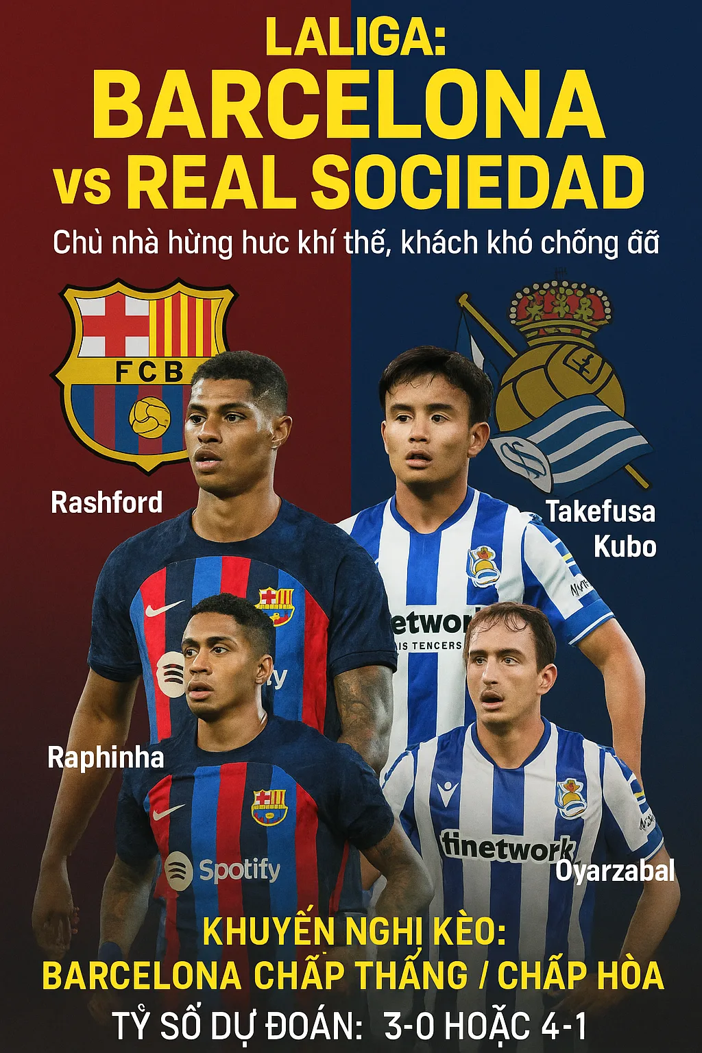 La Liga｜Barcelona vs Real Sociedad – Chủ nhà hừng hực khí thế, khách khó chống đỡ