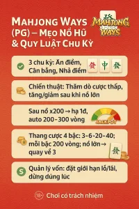 Mahjong Ways, Mahjong Ways PG, PG Soft, game nổ hũ, slot đổi thưởng, mẹo Mahjong Ways, cách chơi Mahjong Ways, chiến lược Mahjong Ways, đọc chu kỳ slot, chu kỳ ăn điểm nhả điểm