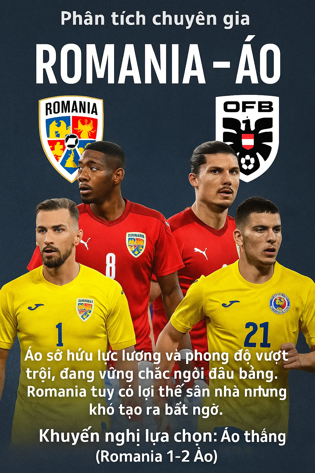 Phân tích chuyên gia – Romania vs Áo Cuộc đọ sức giữa bản lĩnh và đẳng cấp