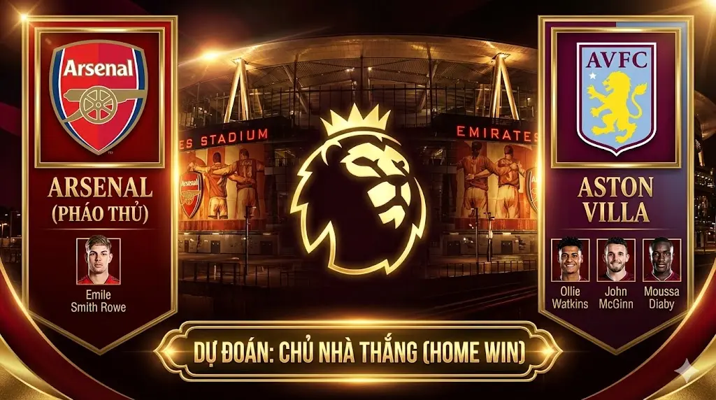 Đại chiến Ngoại hạng Anh Arsenal vs Aston Villa