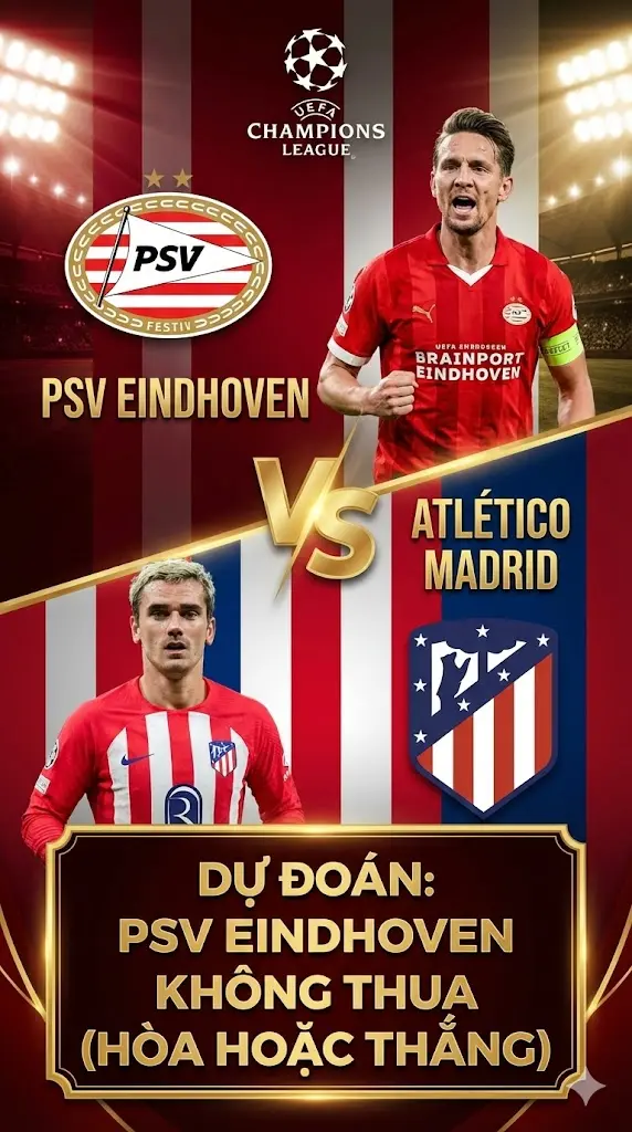 PSV Eindhoven đối đầu Atletico Madrid tại Champions League
