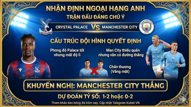 trận đấu đáng chú ý Crystal Palace vs Manchester City