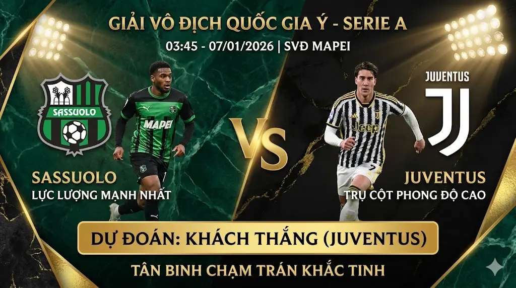 Sassuolo vs Juventus | Tân binh chạm trán khắc tinh