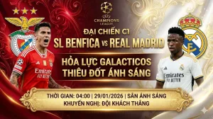 Soi kèo Champions League Benfica vs Real Madrid: Hỏa lực Galacticos thiêu đốt Ánh sáng