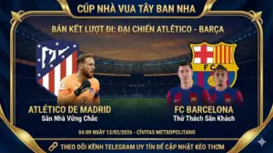 Tiêu điểm Cúp Nhà Vua: Atlético Madrid vs Barcelona – Hiểm địa Metropolitano và nỗi lo của Gã khổng lồ xứ Catalan